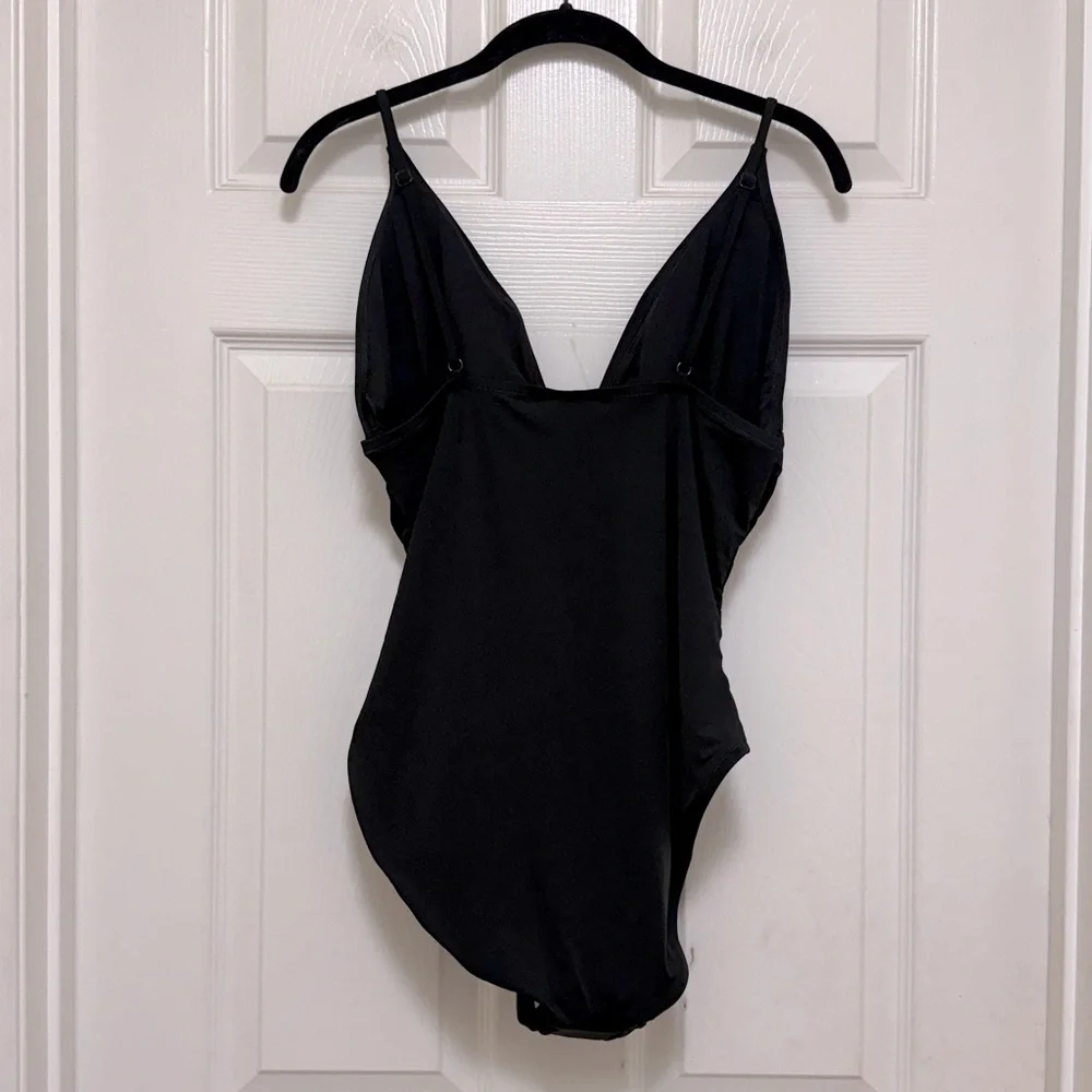 NWT J.Crew Ruched V-Neck One-Piece in Black